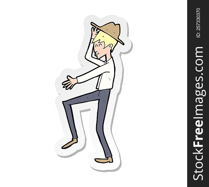 Sticker Of A Cartoon Fashionable Man