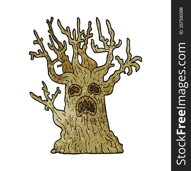 cartoon doodle spooky tree