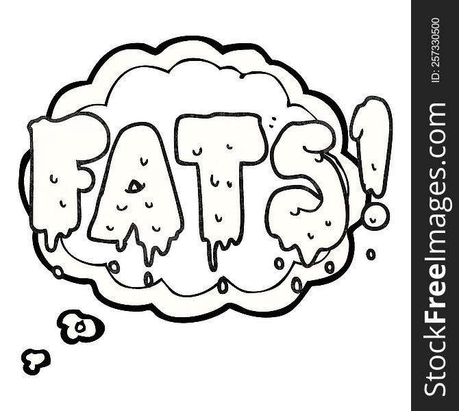 freehand drawn thought bubble textured cartoon fats word text