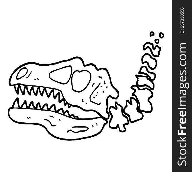 black and white cartoon dinosaur bones