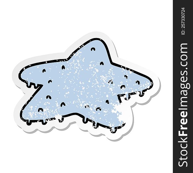 hand drawn distressed sticker cartoon doodle of a star fish