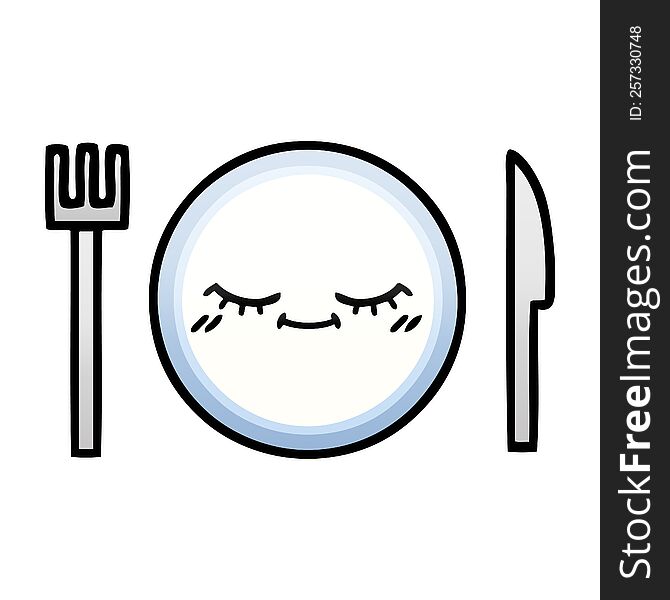 gradient shaded cartoon of a dinner plate