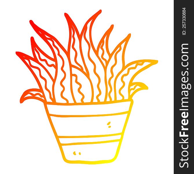 warm gradient line drawing of a cartoon house plant