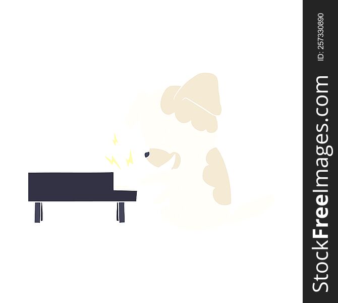 Flat Color Style Cartoon Dog Rocking Out On Piano