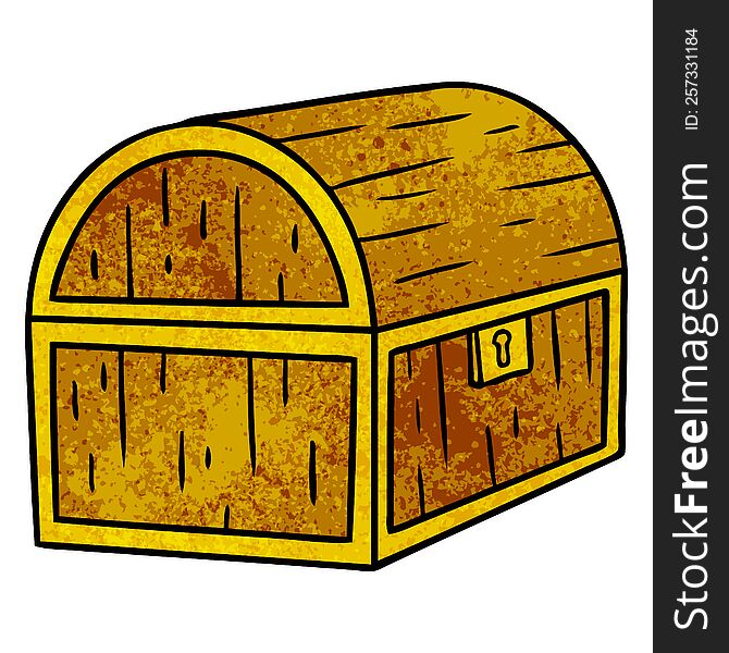 hand drawn textured cartoon doodle of a treasure chest