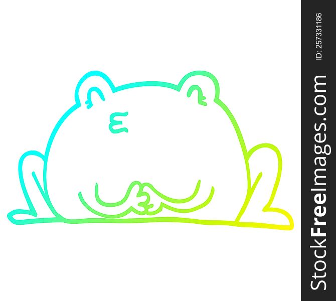 cold gradient line drawing of a cute cartoon frog