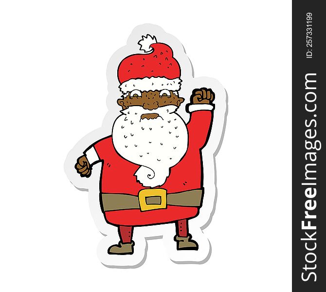 Sticker Of A Cartoon Angry Santa Claus