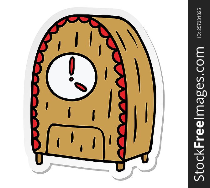 Sticker Cartoon Doodle Of An Old Fashioned Clock