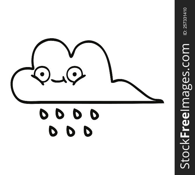 line drawing cartoon of a storm rain cloud