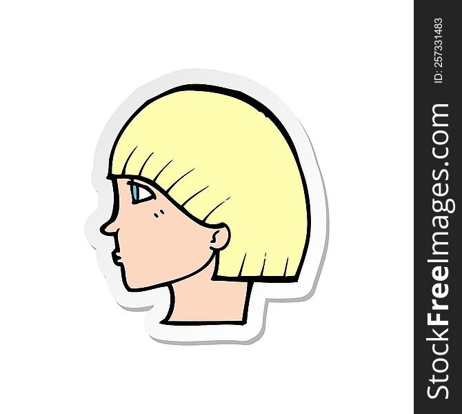 sticker of a cartoon side profile face