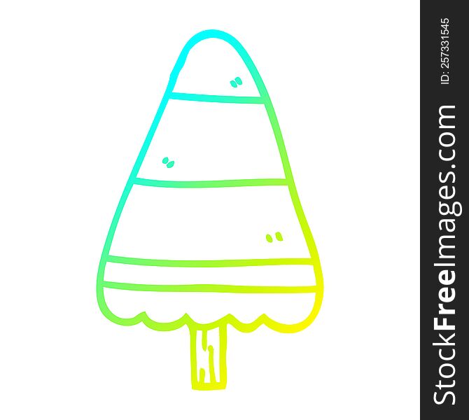Cold Gradient Line Drawing Cartoon Christmas Tree