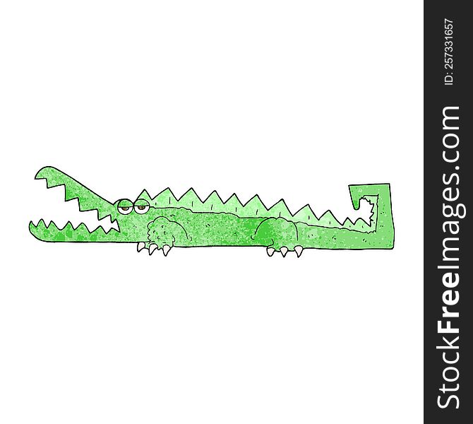freehand textured cartoon crocodile
