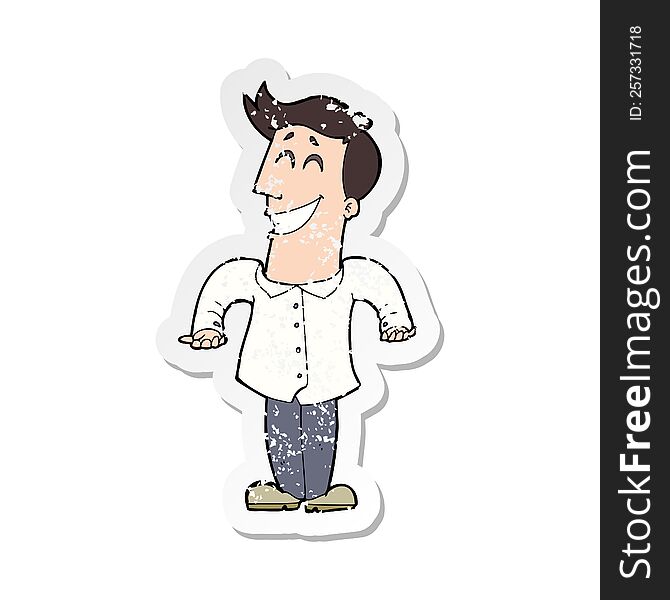Retro Distressed Sticker Of A Cartoon Businessman