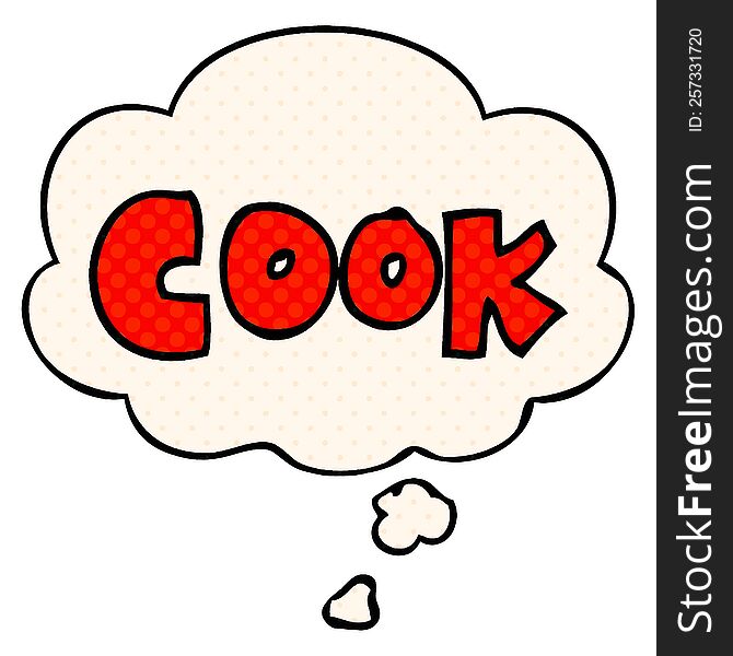 Cartoon Word Cook And Thought Bubble In Comic Book Style