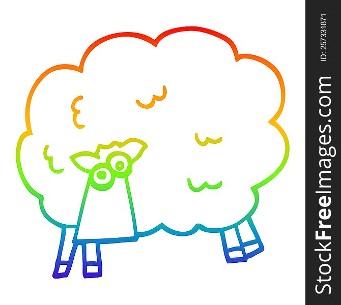 Rainbow Gradient Line Drawing Cartoon Funny Sheep