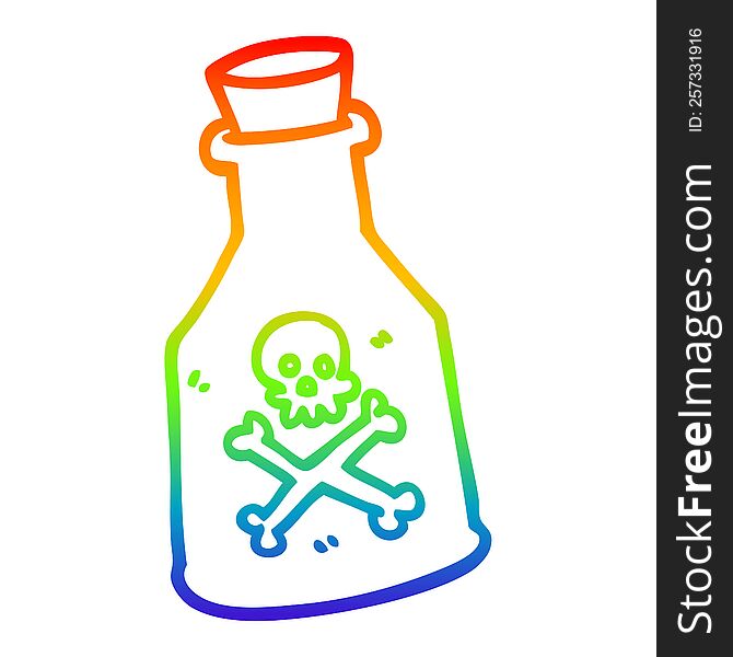 rainbow gradient line drawing of a cartoon poison