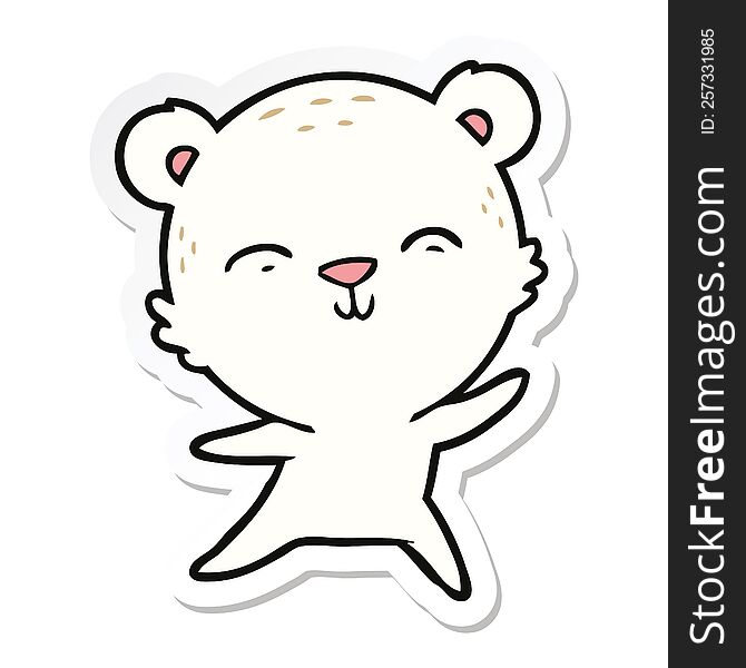 Sticker Of A Happy Cartoon Polar Bear Dancing