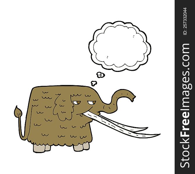 cartoon woolly mammoth with thought bubble