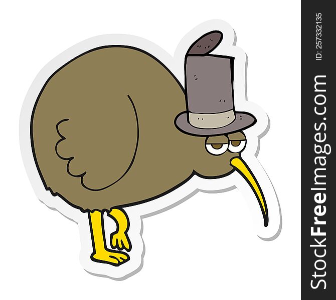 Sticker Of A Cartoon Kiwi Bird