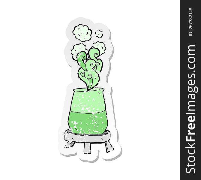 Retro Distressed Sticker Of A Cartoon Science Experiment