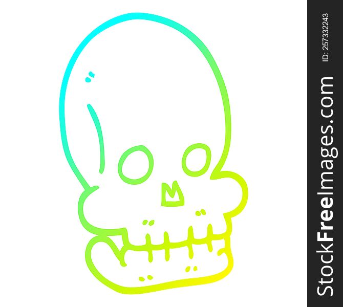 Cold Gradient Line Drawing Cartoon Funny Skull