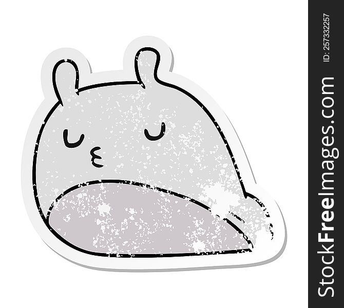 distressed sticker cartoon illustration kawaii fat cute slug. distressed sticker cartoon illustration kawaii fat cute slug