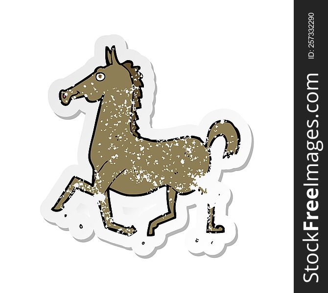 retro distressed sticker of a cartoon horse