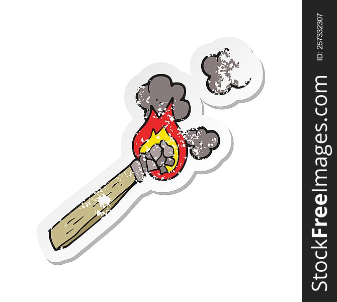 retro distressed sticker of a cartoon burning wood torch