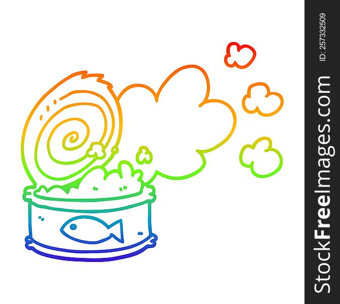 Rainbow Gradient Line Drawing Cartoon Smelly Can Of Fish