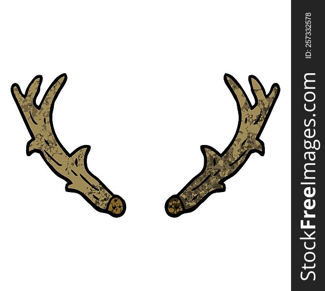 Grunge Textured Illustration Cartoon Antlers