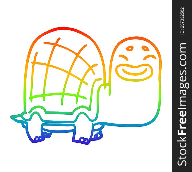 rainbow gradient line drawing cartoon happy turtle