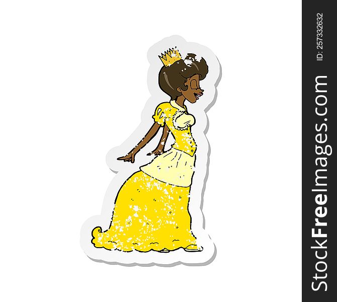retro distressed sticker of a cartoon princess