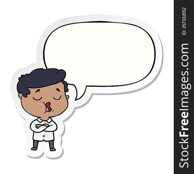Cartoon Man Talking And Speech Bubble Sticker