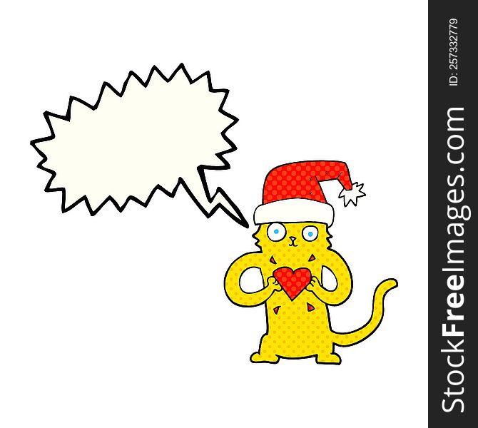 comic book speech bubble cartoon cat loving christmas