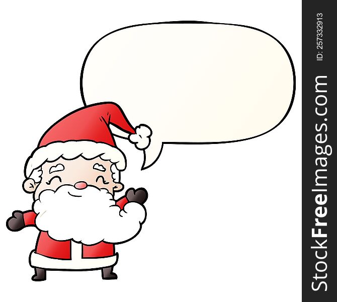 Cartoon Santa Claus And Speech Bubble In Smooth Gradient Style