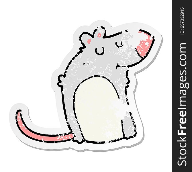 Distressed Sticker Of A Cartoon Fat Rat