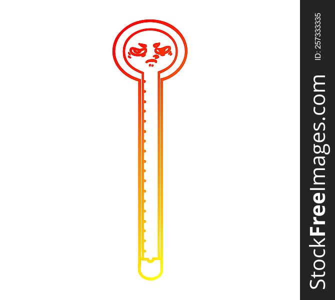 warm gradient line drawing of a cartoon thermometer