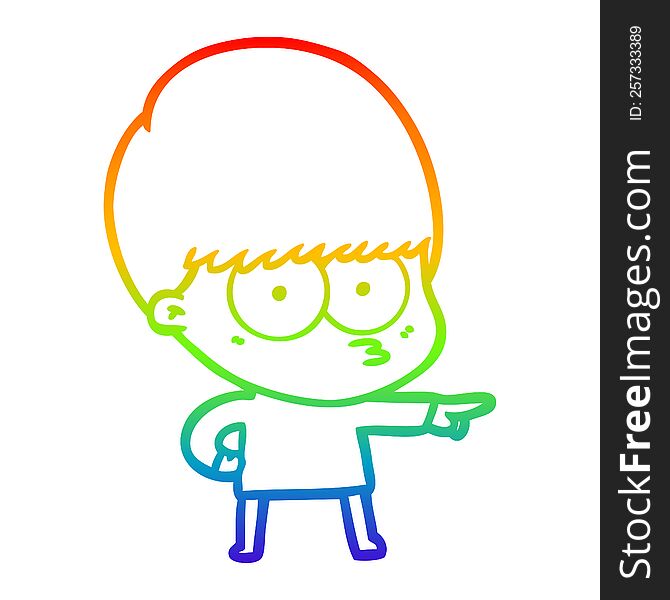 Rainbow Gradient Line Drawing Nervous Cartoon Boy