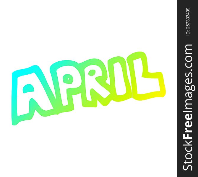 cold gradient line drawing of a cartoon month of april