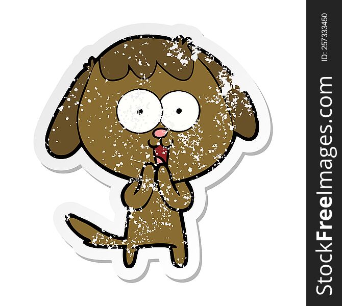 Distressed Sticker Of A Cute Cartoon Dog