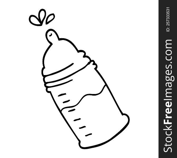 Line Drawing Cartoon Baby Bottle