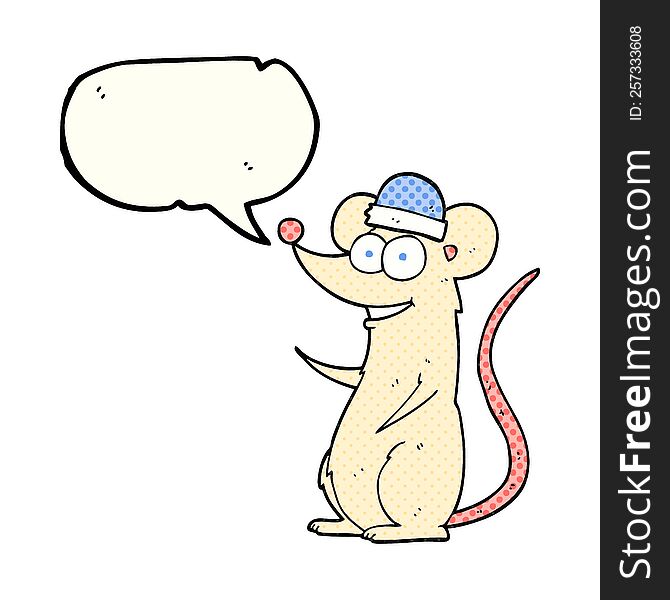 freehand drawn comic book speech bubble cartoon happy mouse