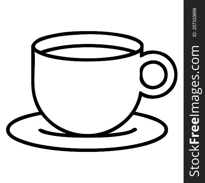 tattoo in black line style of a cup of coffee. tattoo in black line style of a cup of coffee