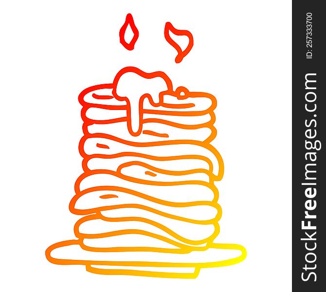 warm gradient line drawing of a cartoon stack of pancakes