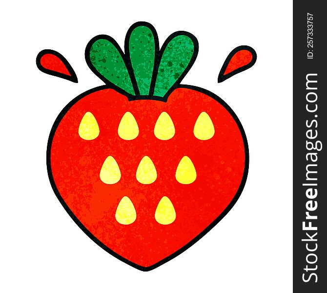 Retro Grunge Texture Cartoon Strawberry