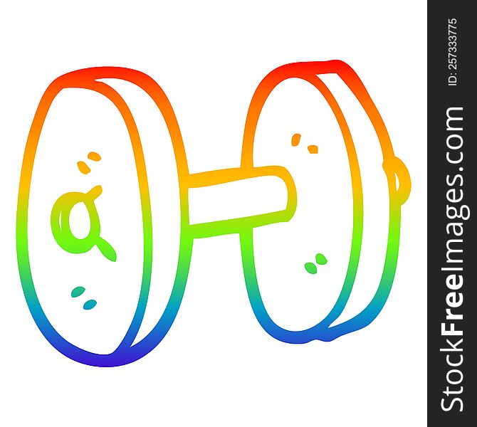 rainbow gradient line drawing of a cartoon gym weights