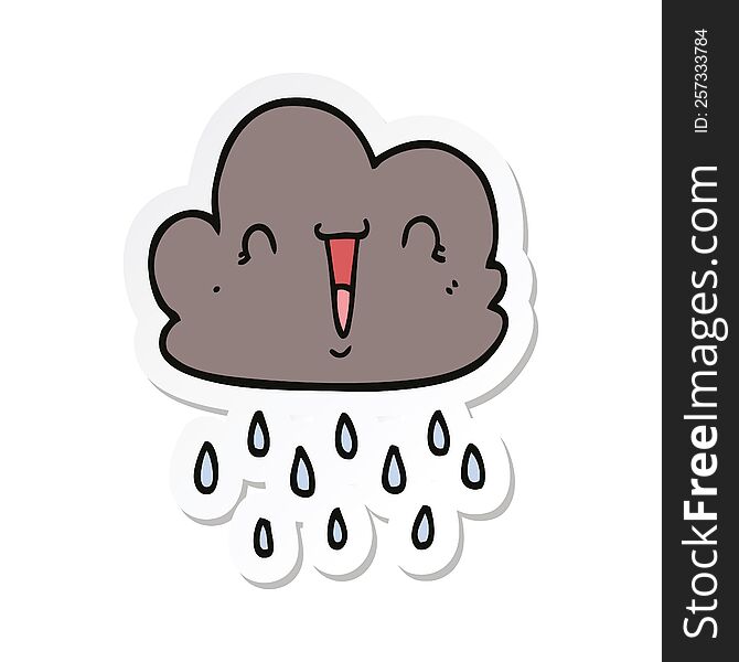 Sticker Of A Cartoon Storm Cloud