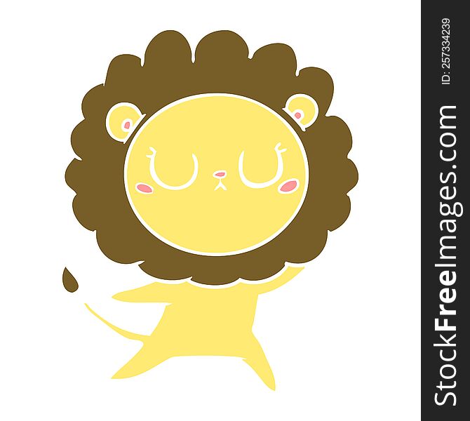Flat Color Style Cartoon Lion Dancing