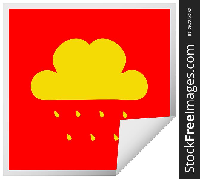 Square Peeling Sticker Cartoon Rain Cloud