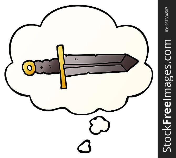 Cartoon Sword And Thought Bubble In Smooth Gradient Style